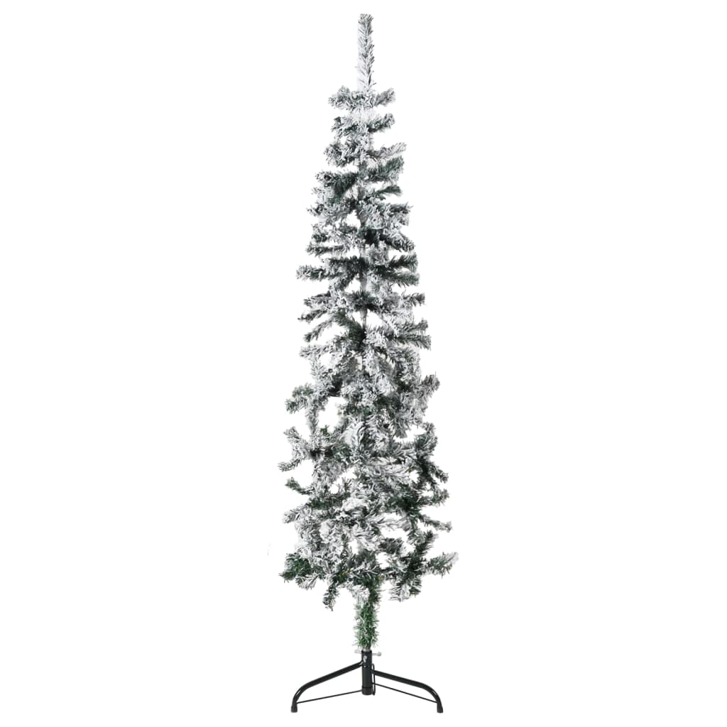 Lauxe Slim Artificial Half Christmas Tree Flocked Snow 150cm