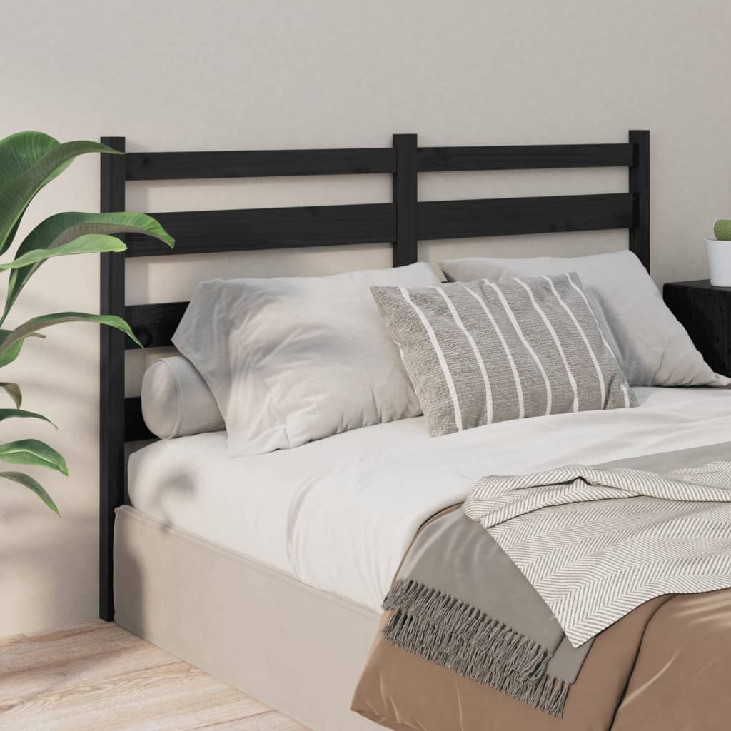 Bed Headboard Black 186x4x100cm Solid Wood Pine