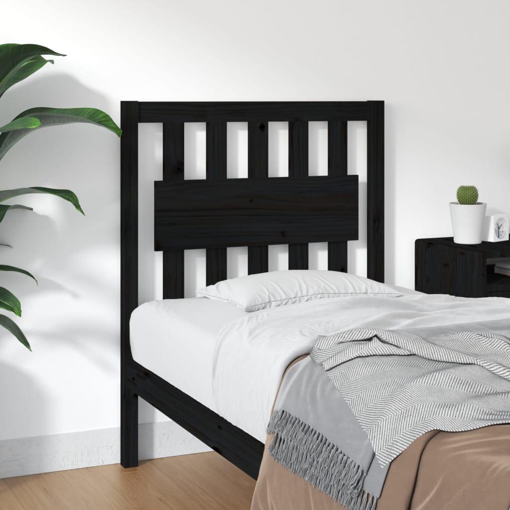 Bed Headboard Black 80.5x4x100cm Solid Wood Pine