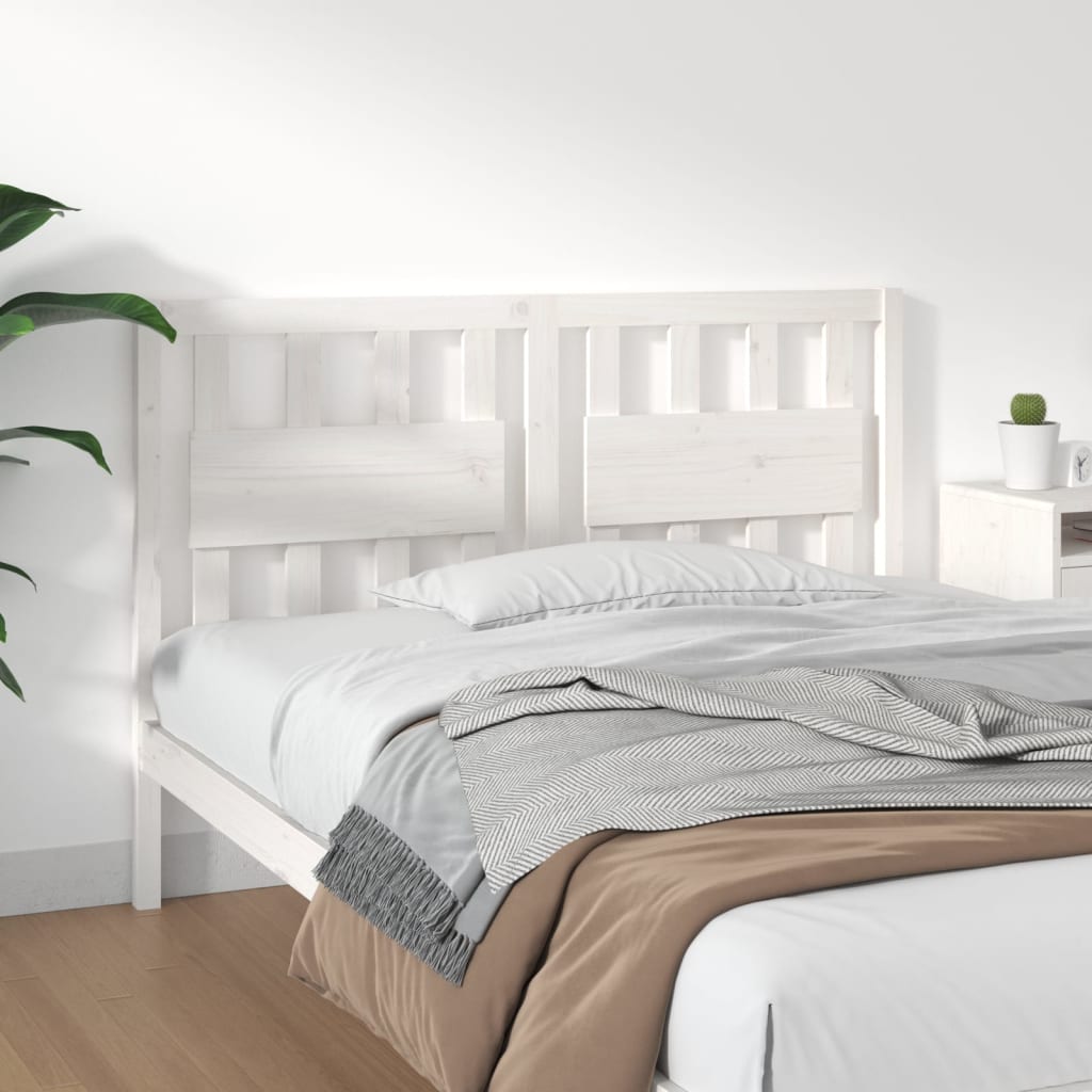 Bed Headboard White 125.5x4x100cm Solid Wood Pine