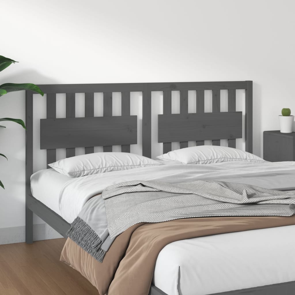 Bed Headboard Grey 165.5x4x100cm Solid Wood Pine