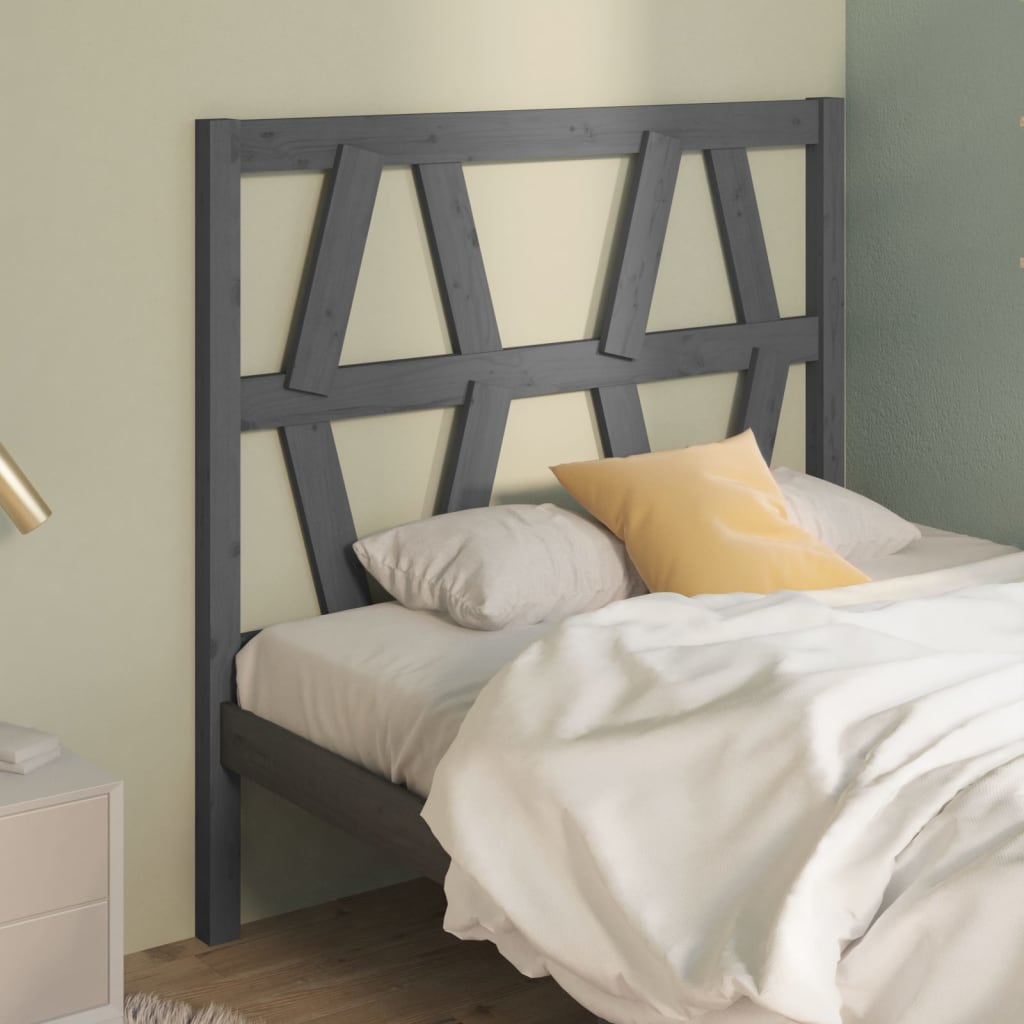Bed Headboard Grey 81x4x100 cm Solid Wood Pine