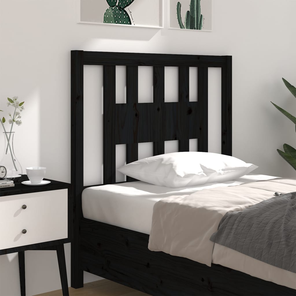 Headboard Black 81x4x100 cm Solid Wood Pine