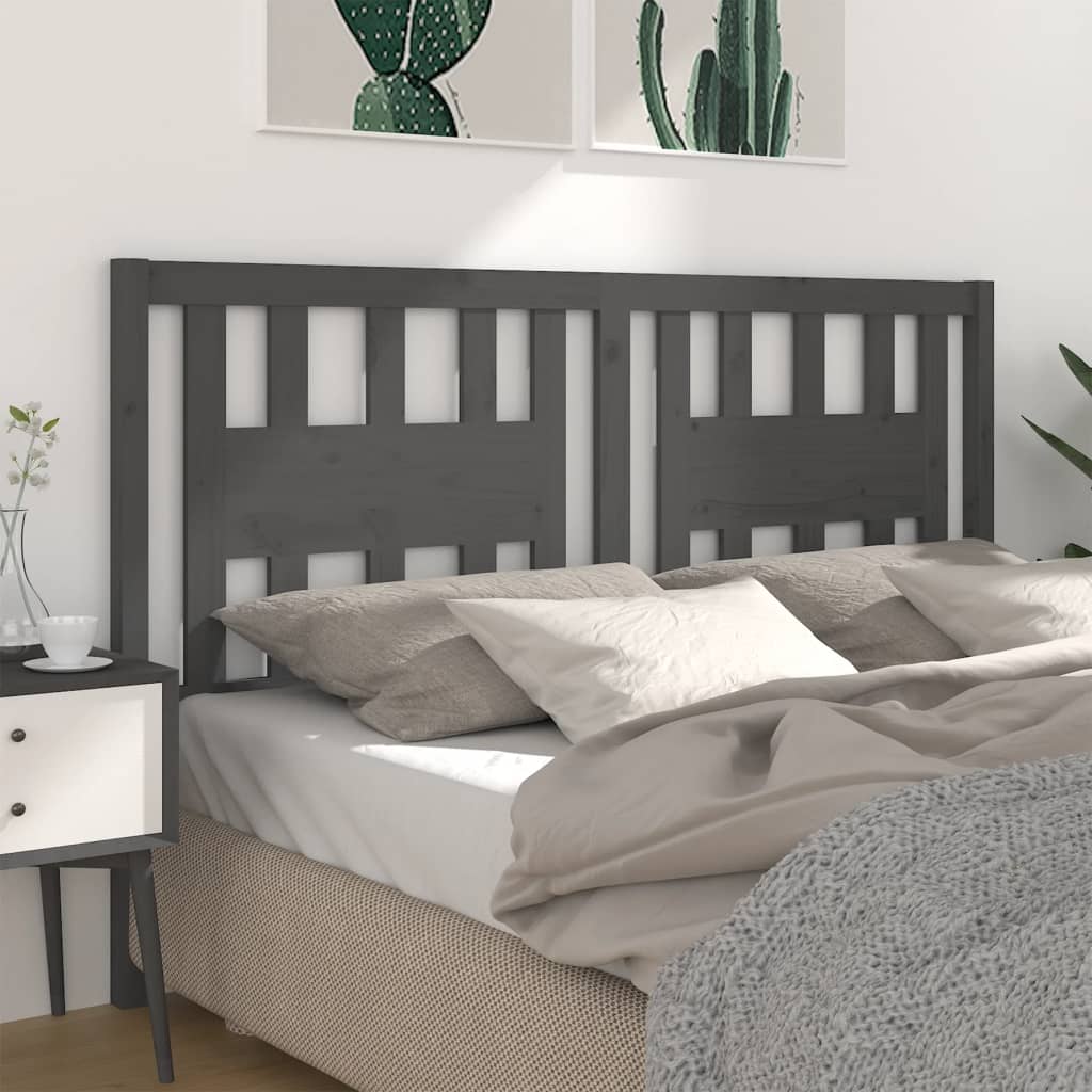 Headboard Grey 206x4x100 cm Solid Wood Pine