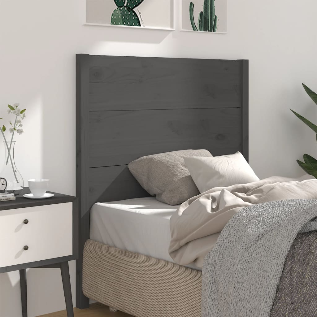 Headboard Grey 96x4x100 cm Solid Wood Pine
