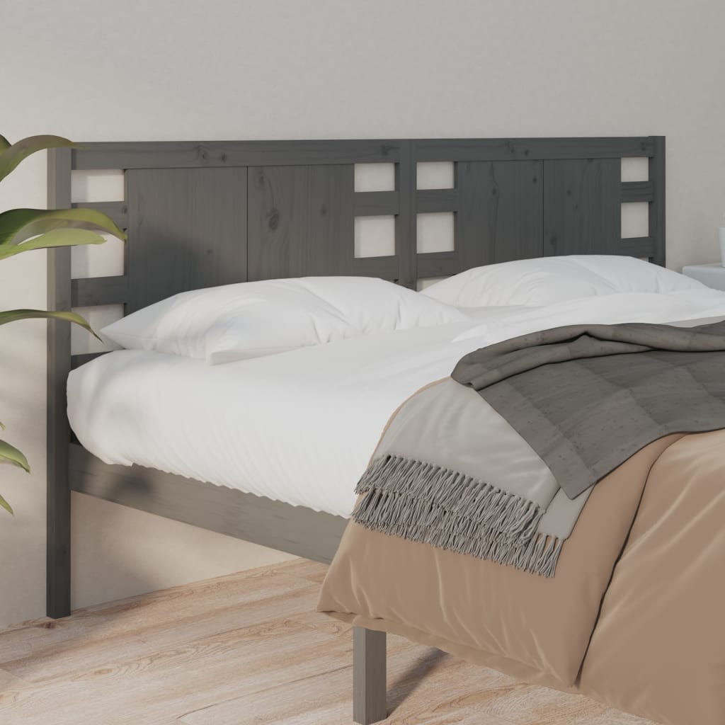 Headboard Grey 126x4x100 cm Solid Wood Pine