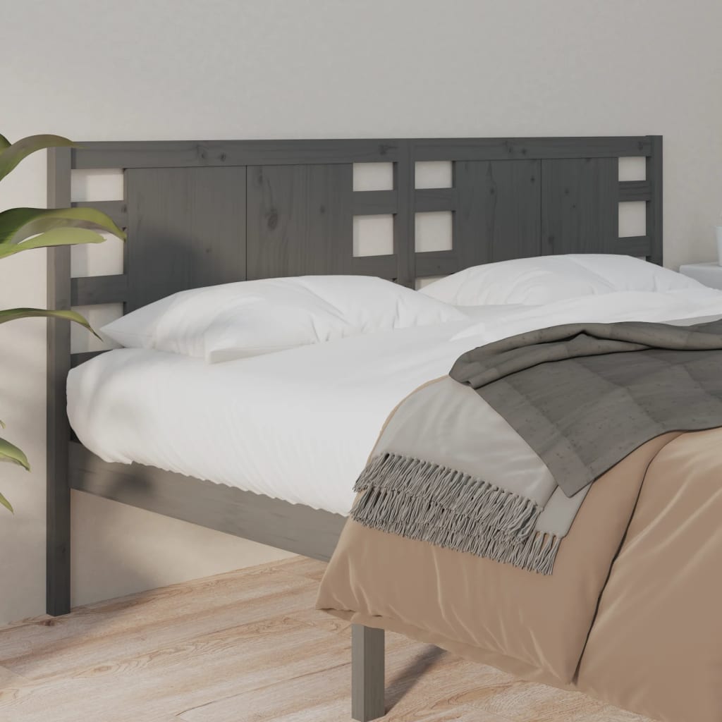 Headboard Grey 206x4x100 cm Solid Wood Pine