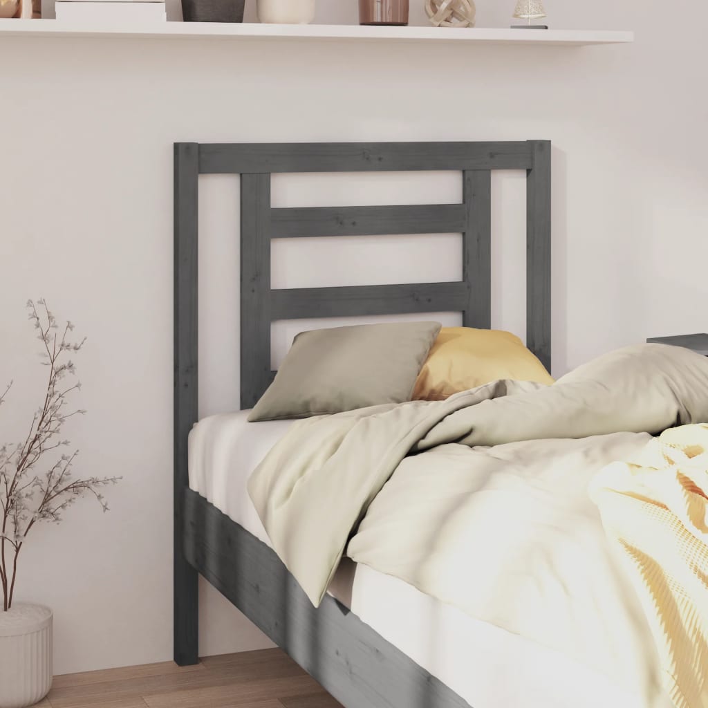 Bed Headboard Grey 81x4x100cm Solid Wood Pine