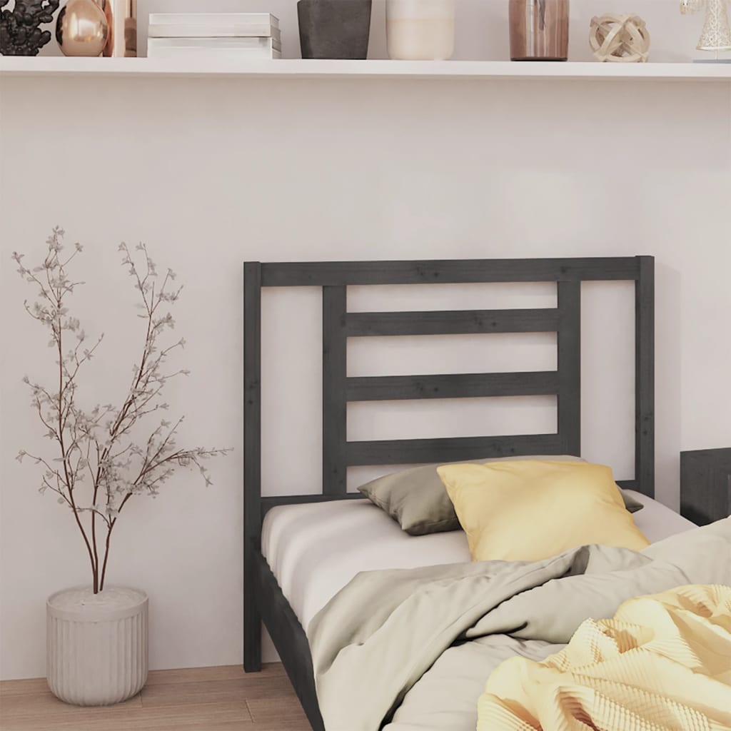 Bed Headboard Grey 106x4x100cm Solid Wood Pine