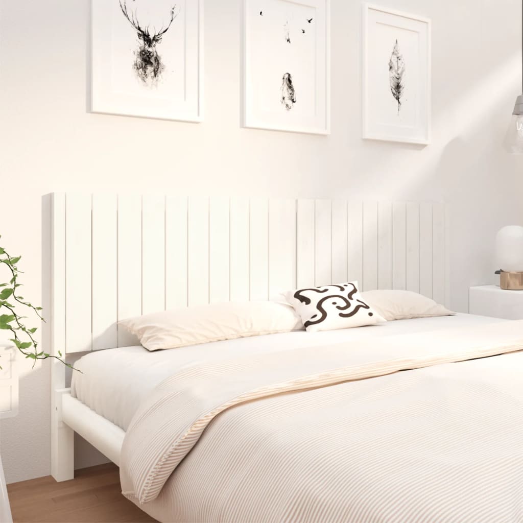 Bed Headboard White 205.5x4x100cm Solid Wood Pine