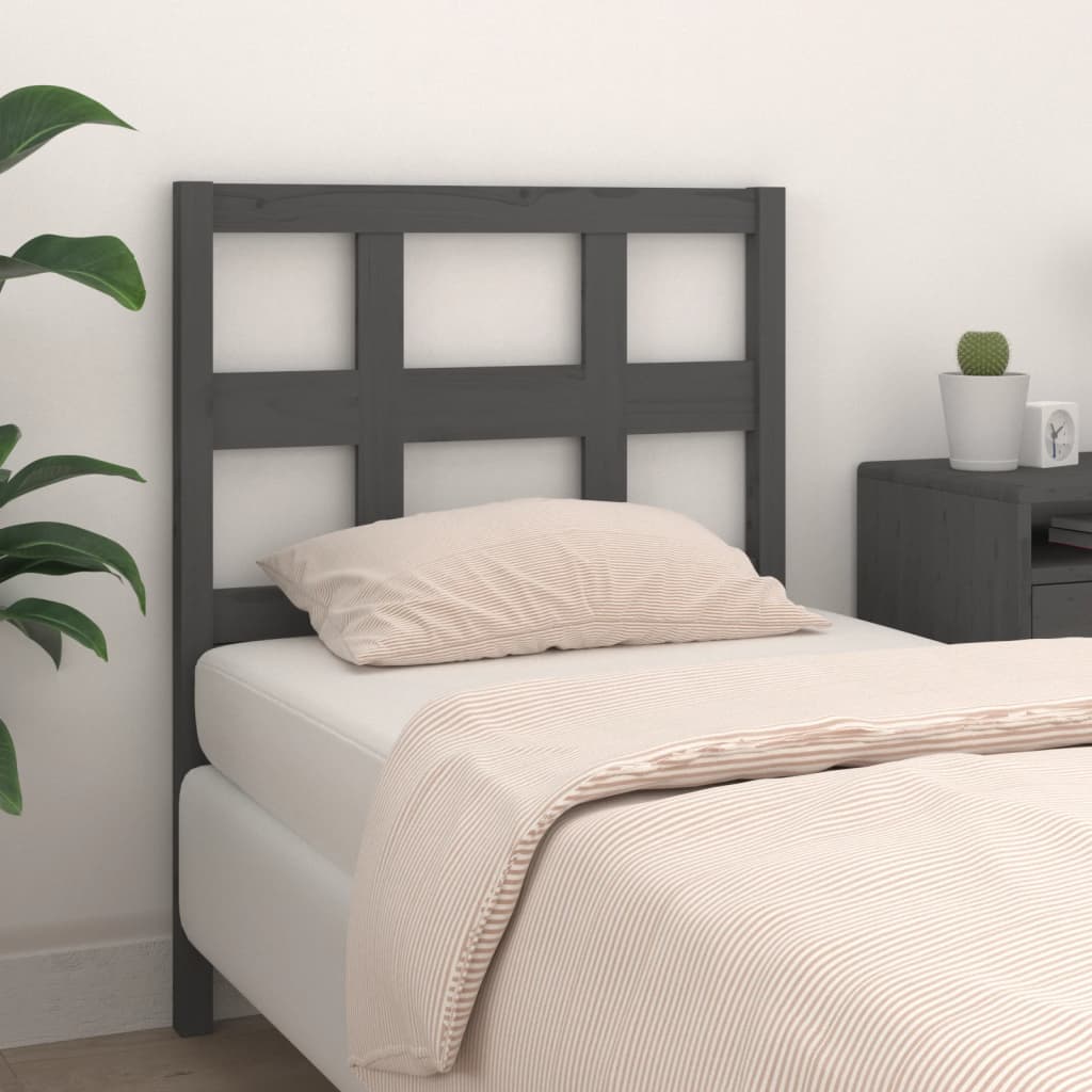 Bed Headboard Grey 95.5x4x100cm Solid Wood Pine