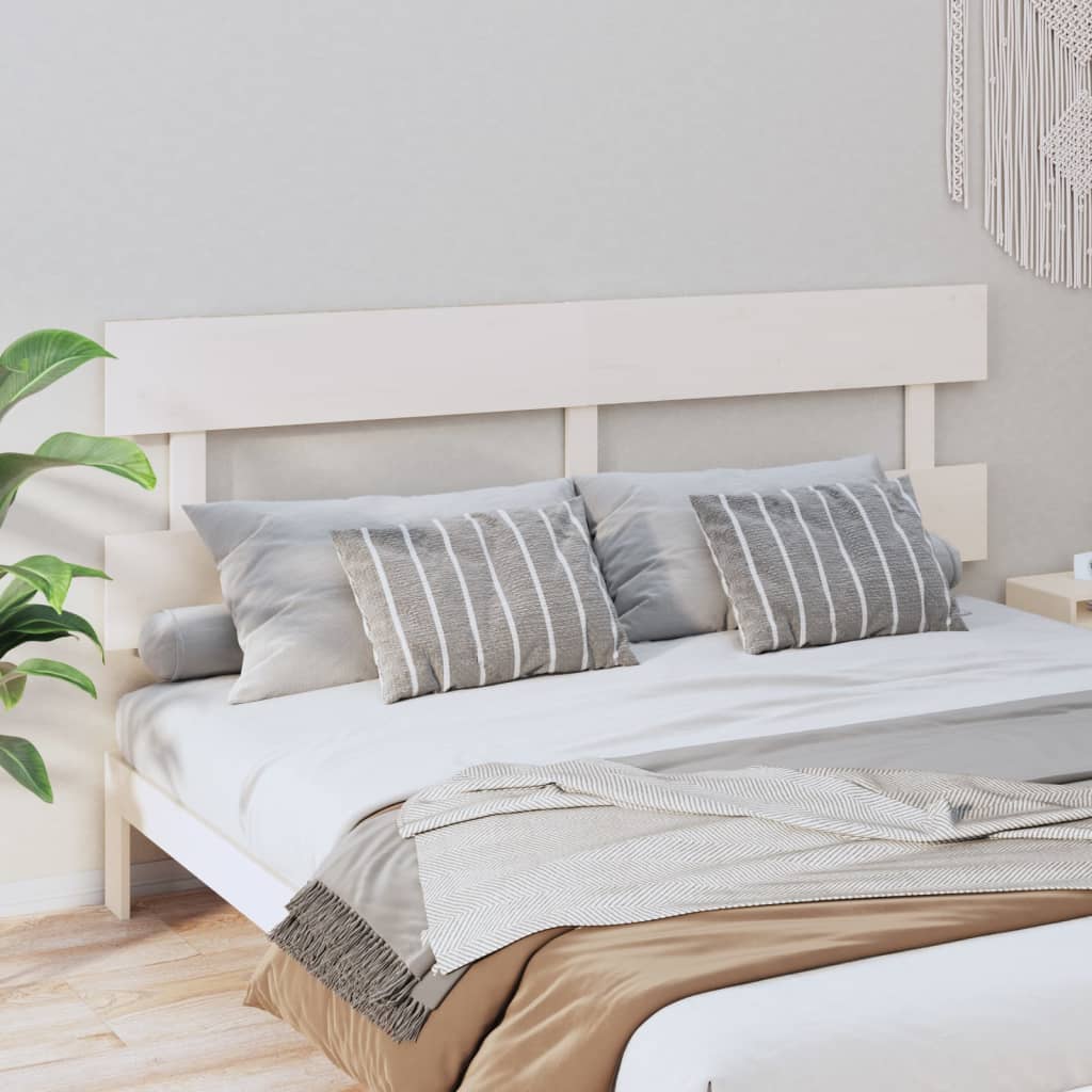 Bed Headboard White 204x3x81 cm Solid Wood Pine