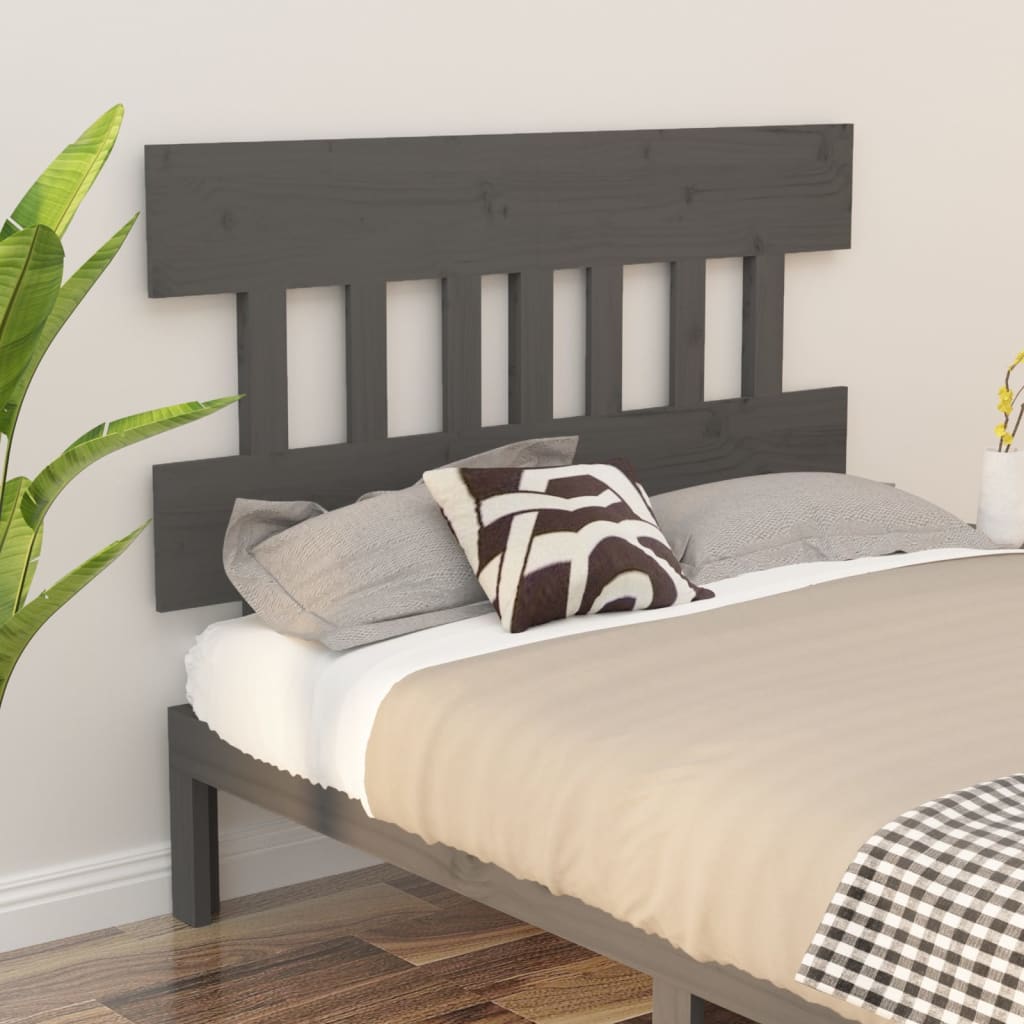 Bed Headboard Grey 153.5x3x81cm Solid Wood Pine