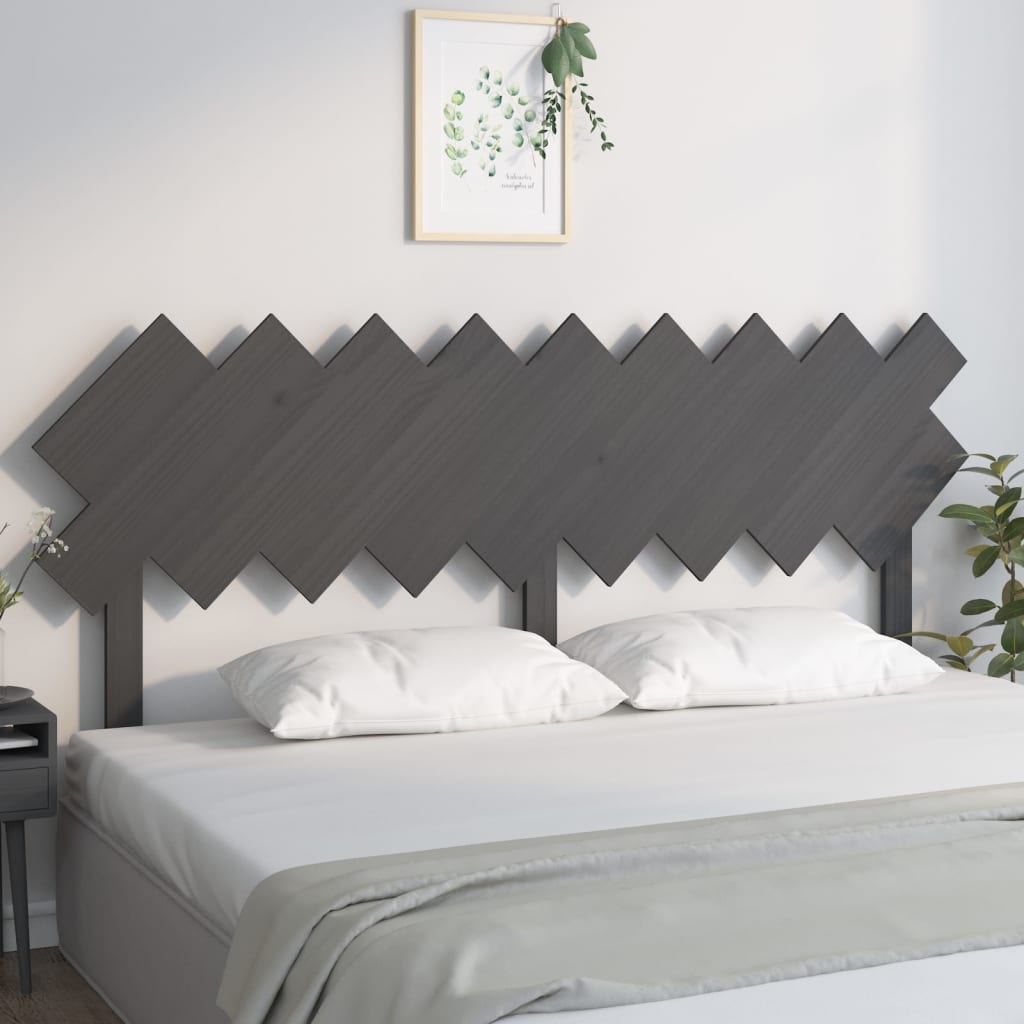 Bed Headboard Grey 178x3x80.5cm Solid Wood Pine
