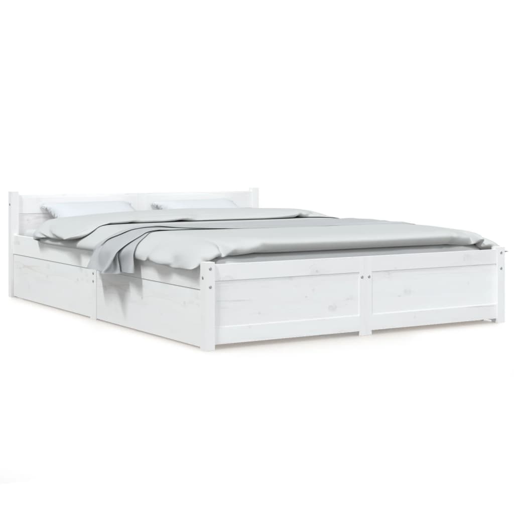 Bed Frame with Drawers White 135x190 cm 4FT6 Double