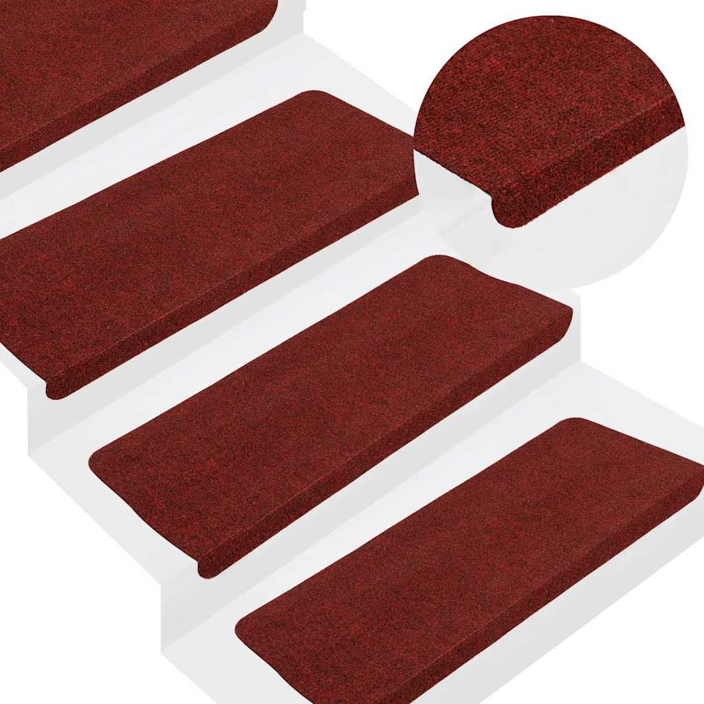 Stair Mats Self-adhesive 15 Pieces 65x24.5x3.5 cm Red