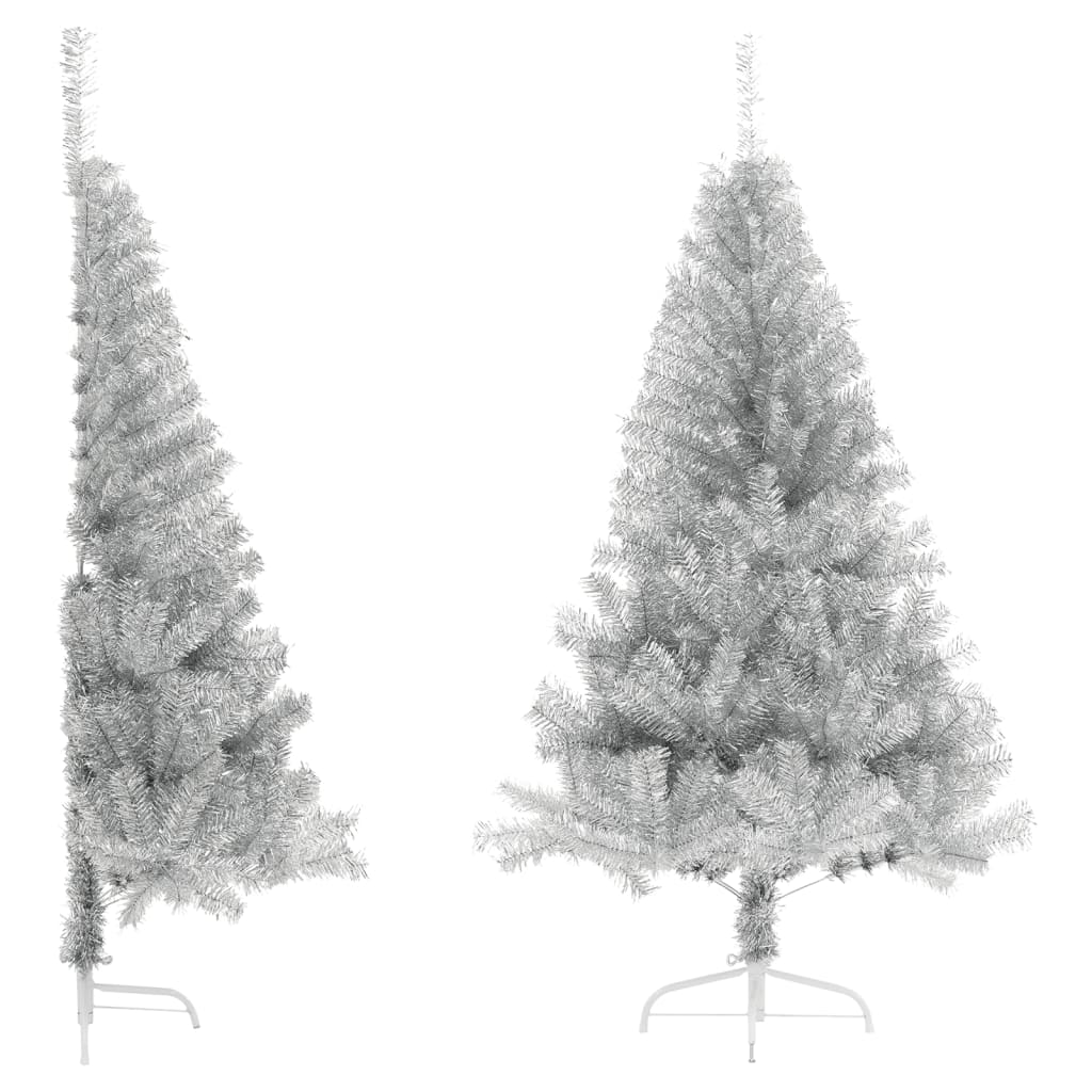 JOLYX Artificial Half Christmas Tree with Stand Silver 120 cm PET