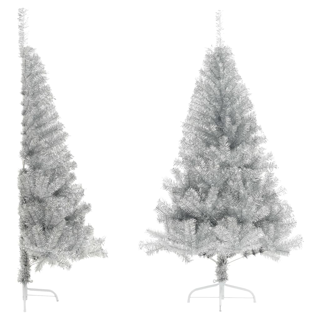 JOLYX Artificial Half Christmas Tree with Stand Silver 150 cm PET