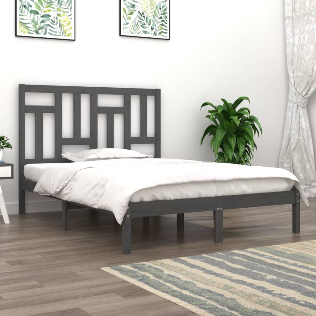 Bed Frame Grey Solid Wood Pine 200x200 cm