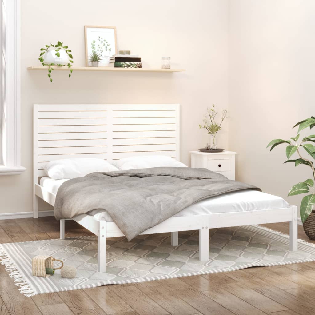 Bed Frame White Solid Wood 120x200 cm