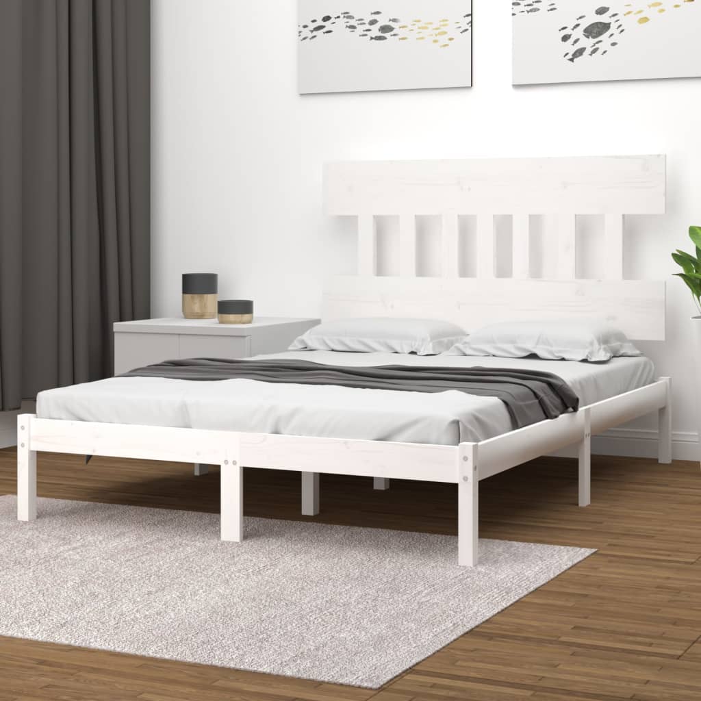 Bed Frame White Solid Wood 120x200 cm