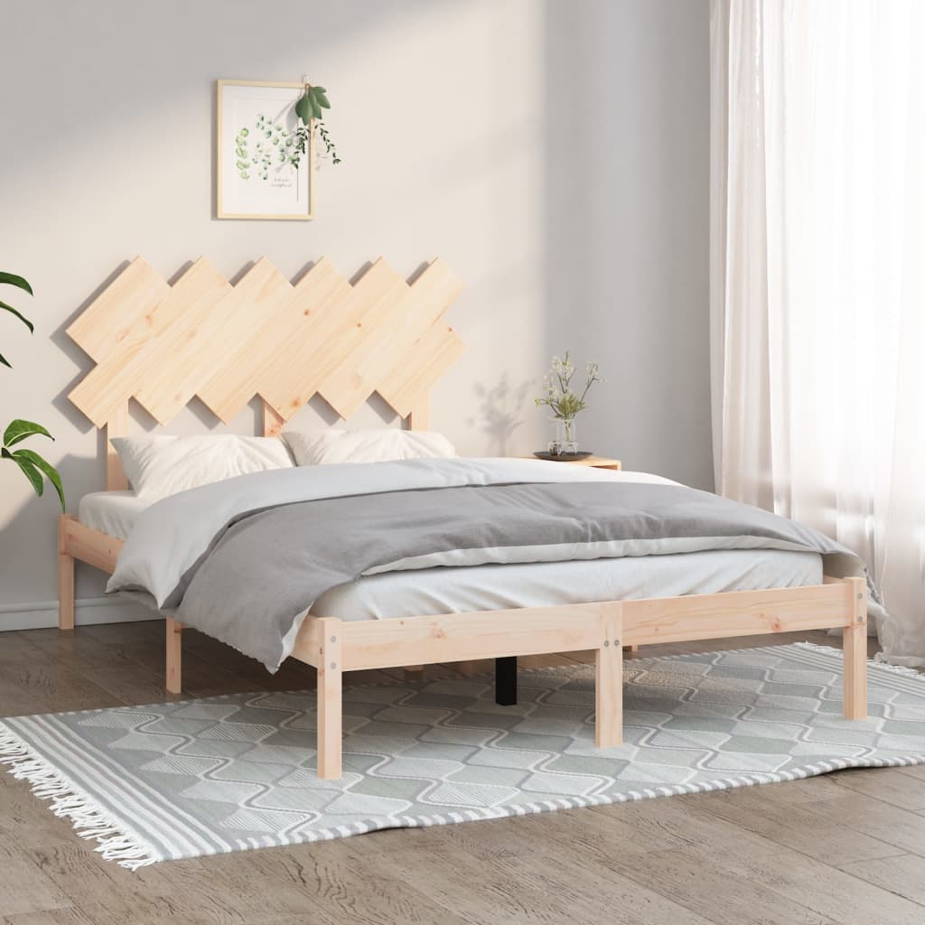 Bed Frame 135x190 cm Double Solid Wood