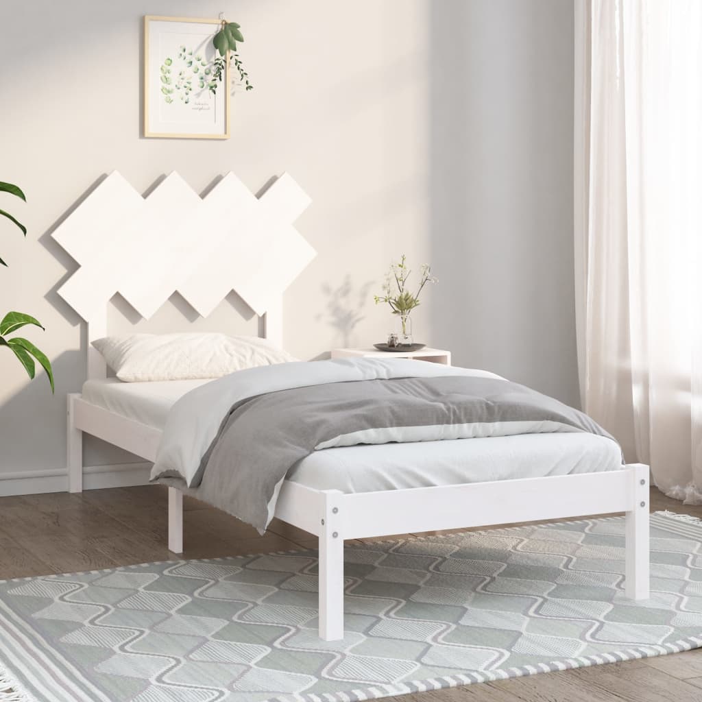Bed Frame White 90x200 cm Solid Wood