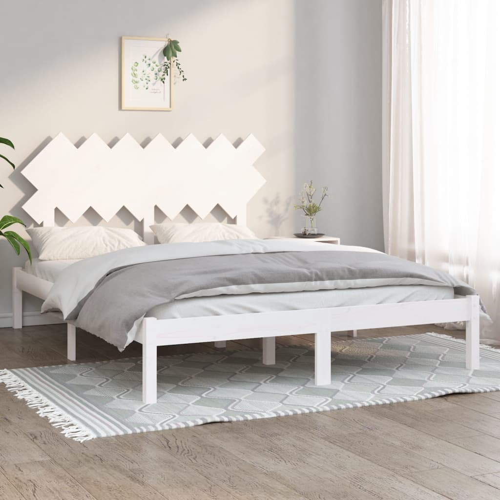Bed Frame White 140x200 cm Solid Wood