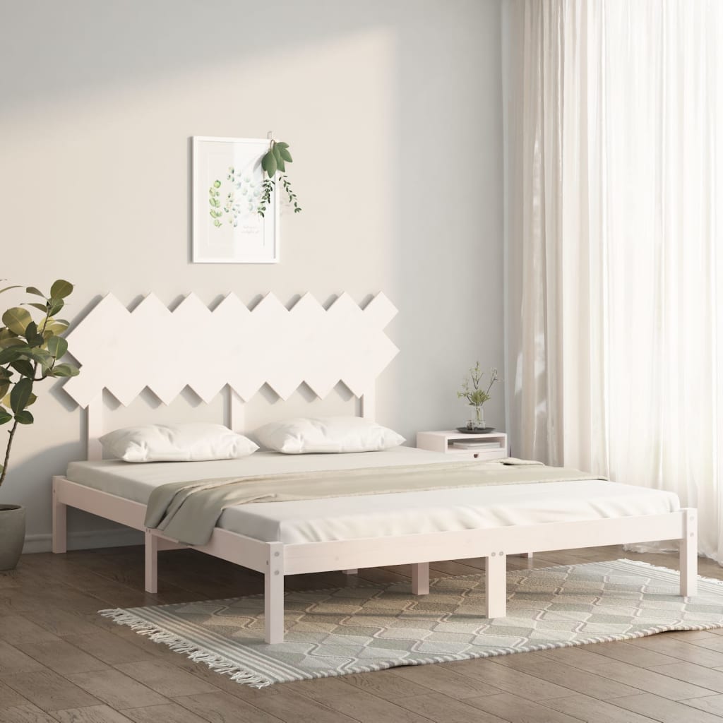 Bed Frame White 160x200 cm Solid Wood