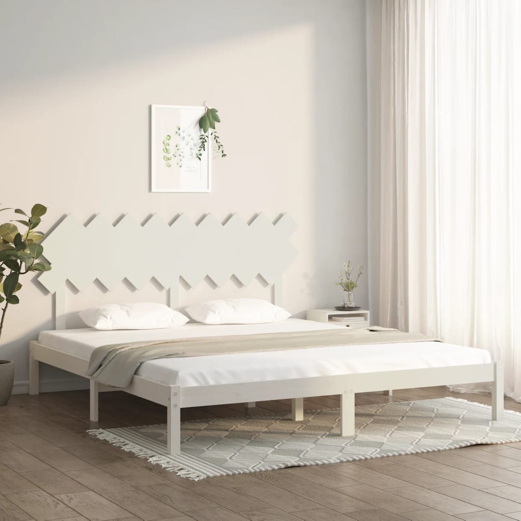 Bed Frame White 180x200 cm Super King Size Solid Wood