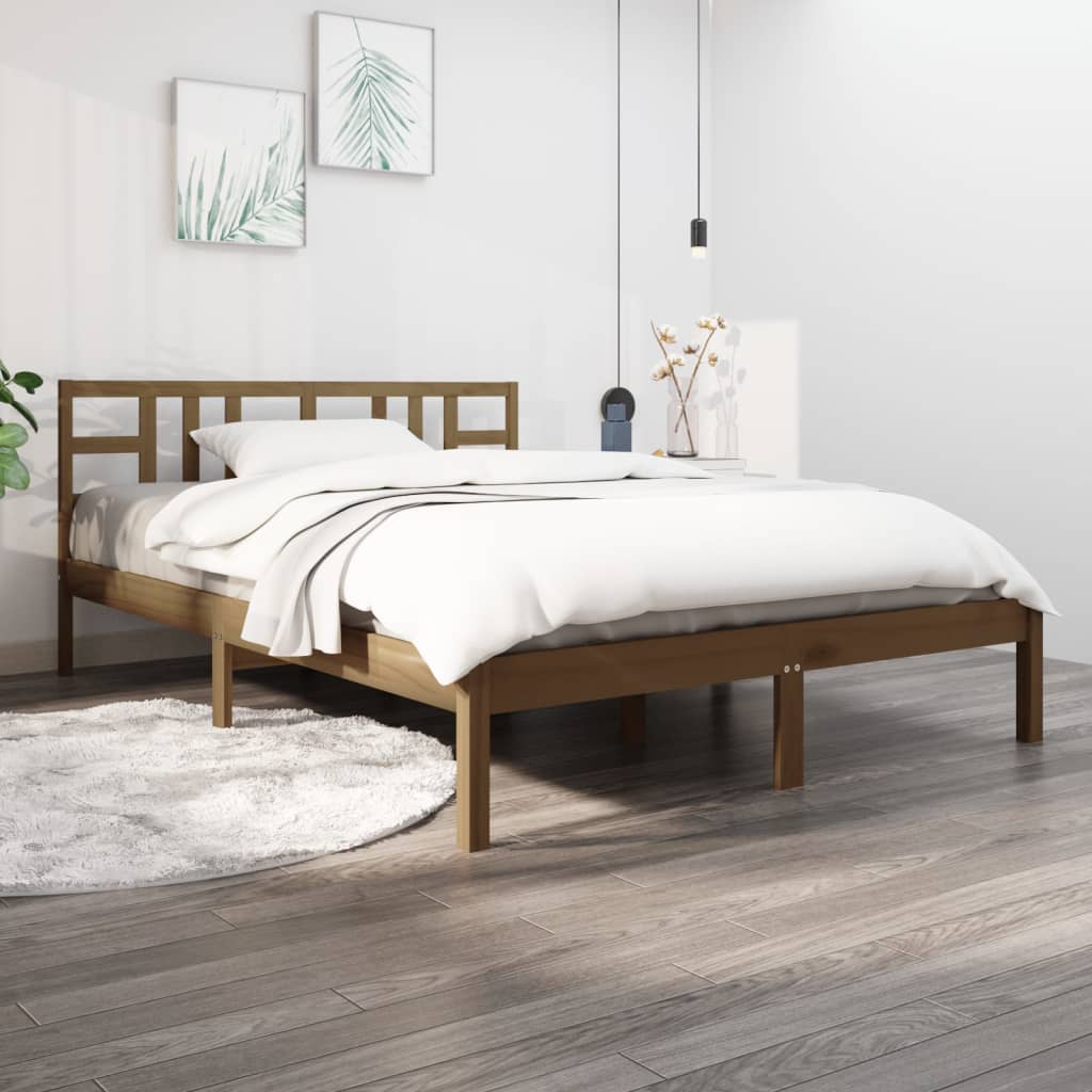 Bed Frame Honey Brown Solid Wood 200x200 cm