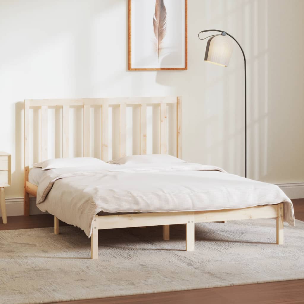 Bed Frame Solid Wood Pine 135x190 cm Double