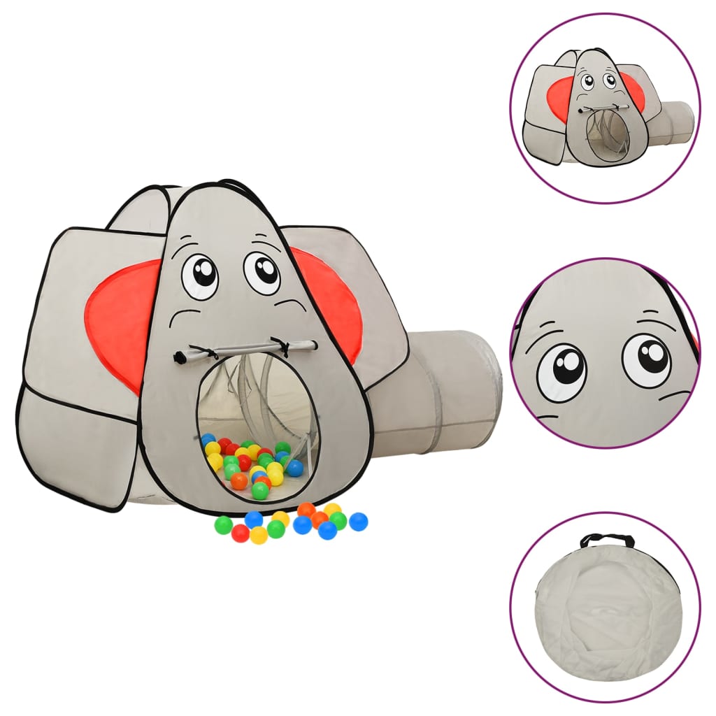 Elephant Children Play Tent with 250 Balls Grey 174x86x101cm