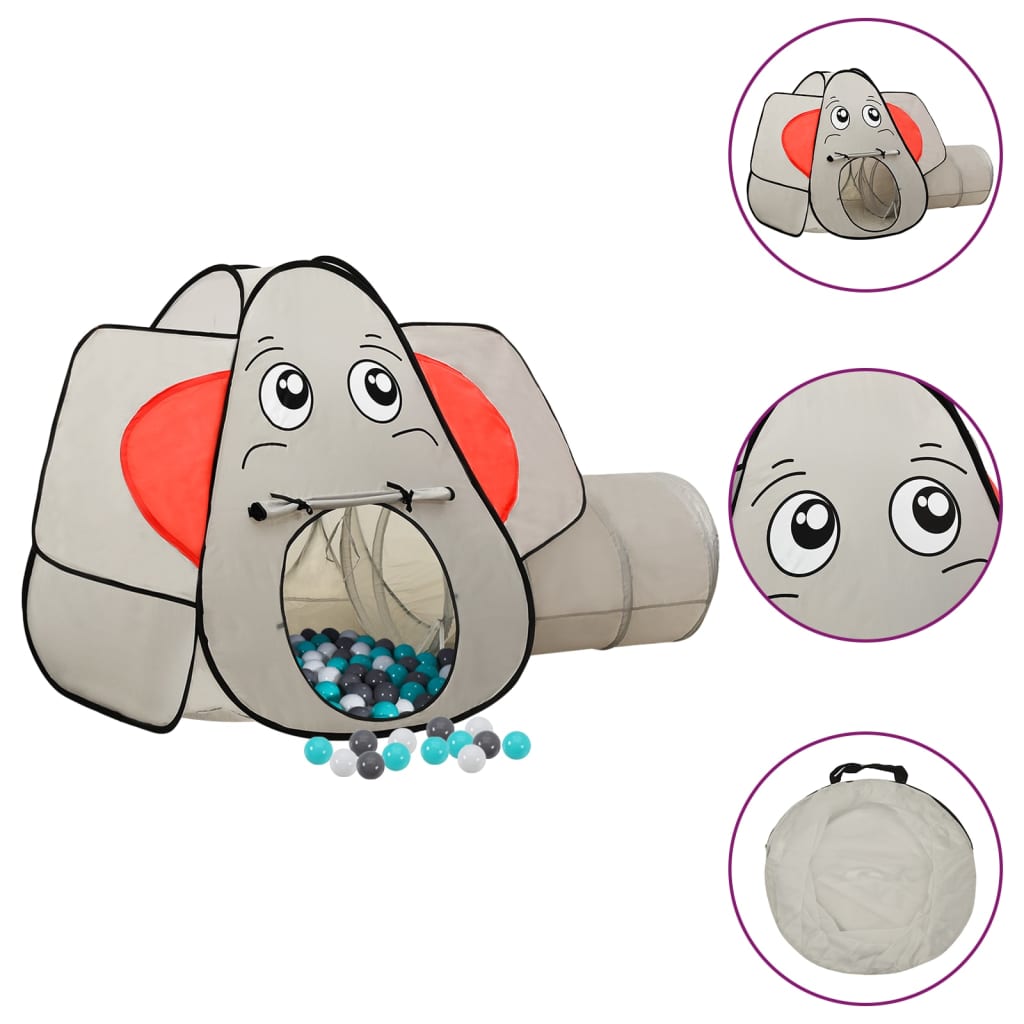Elephant Children Play Tent with 250 Balls Grey 174x86x101cm