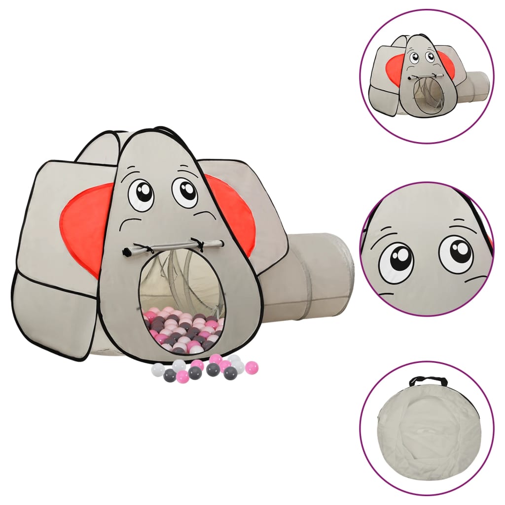 Elephant Children Play Tent with 250 Balls Grey 174x86x101cm