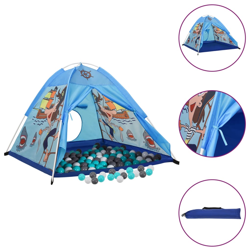 Children Play Tent with 250 Balls Blue 120x120x90cm