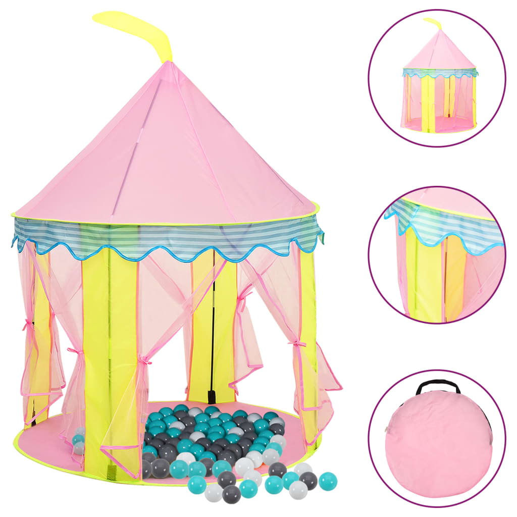 Children Play Tent with 250 Balls Pink 100x100x127cm