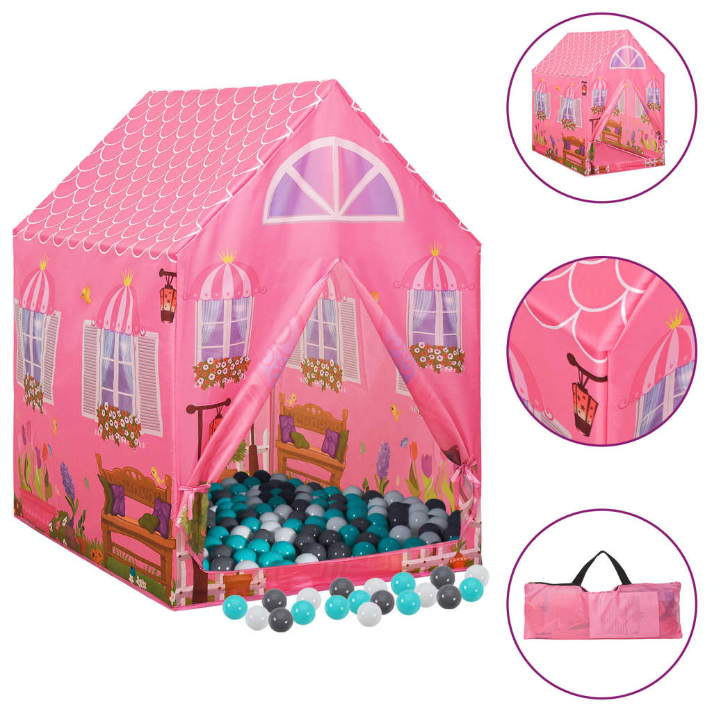 Children Play Tent with 250 Balls Pink 69x94x104cm