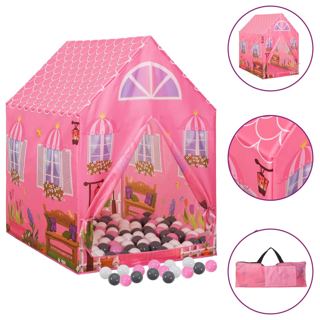 Children Play Tent with 250 Balls Pink 69x94x104cm