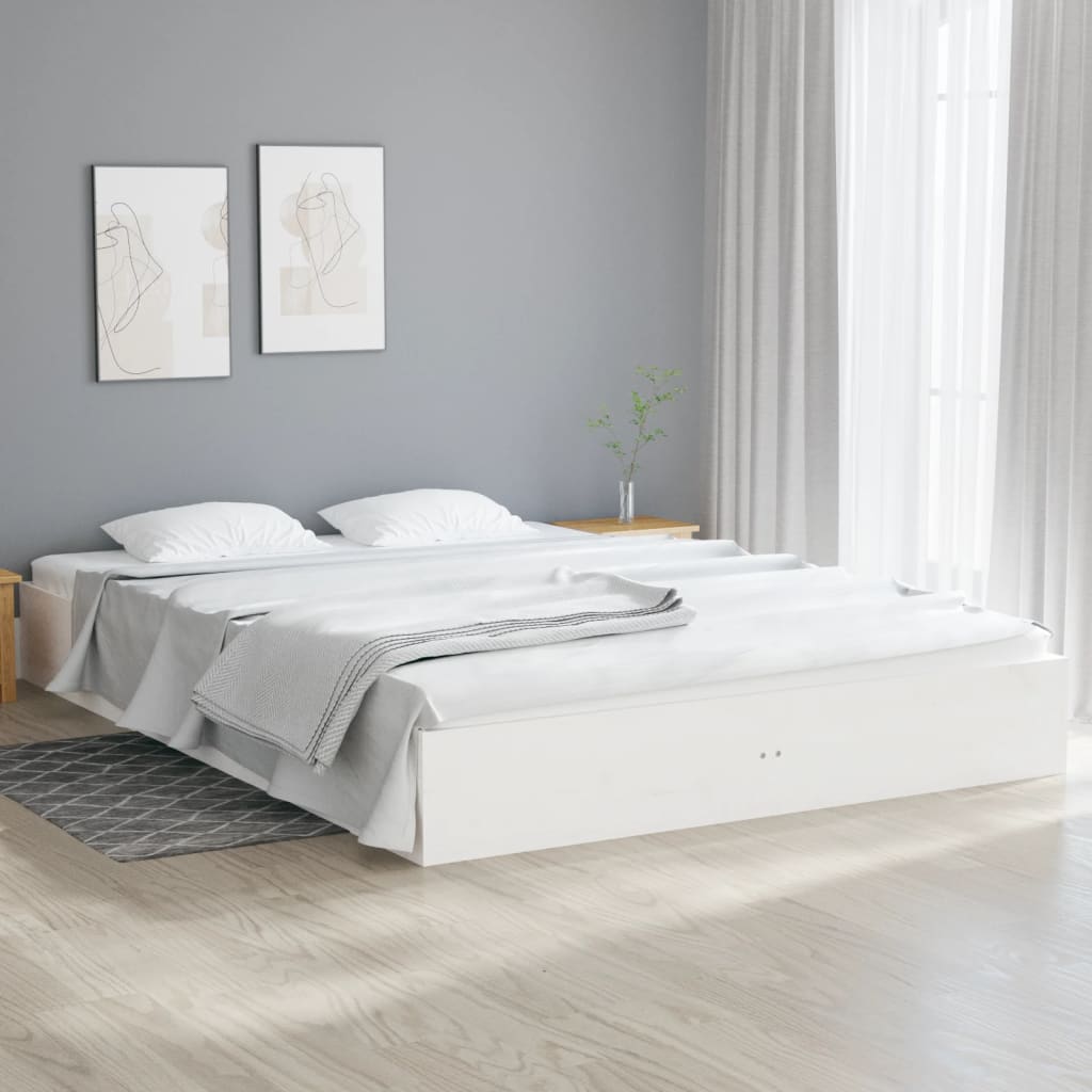 Bed Frame White Solid Wood 120x200 cm