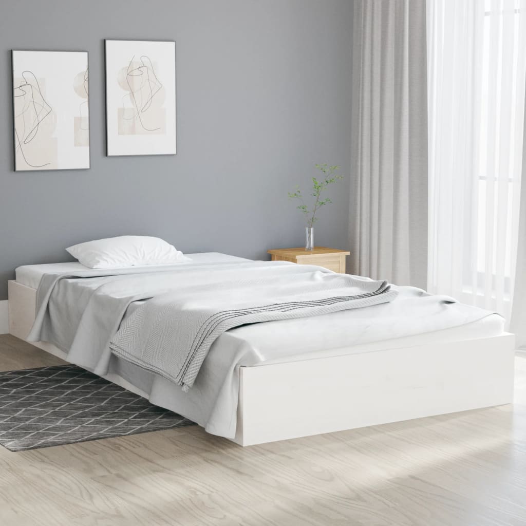 Bed Frame White Solid Wood 100x200 cm