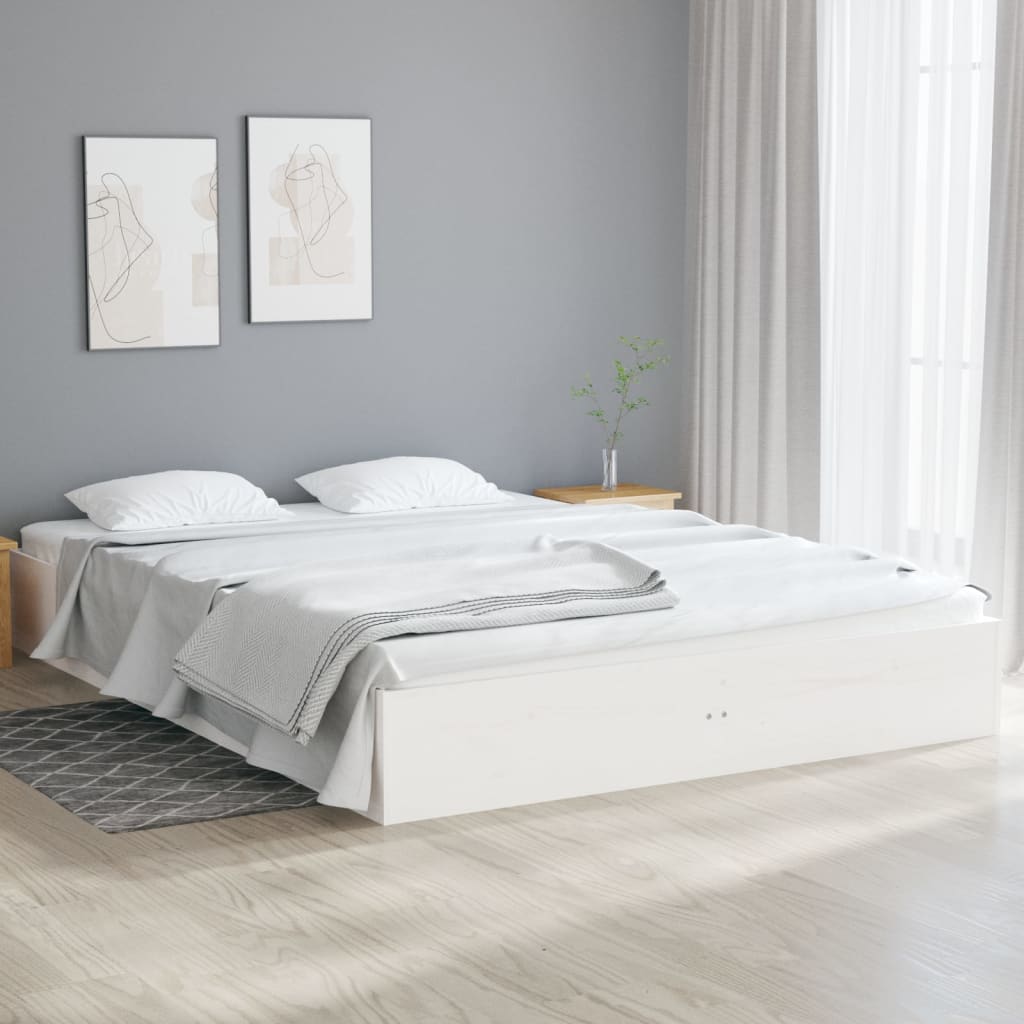 Bed Frame White Solid Wood 120x190 cm Small Double