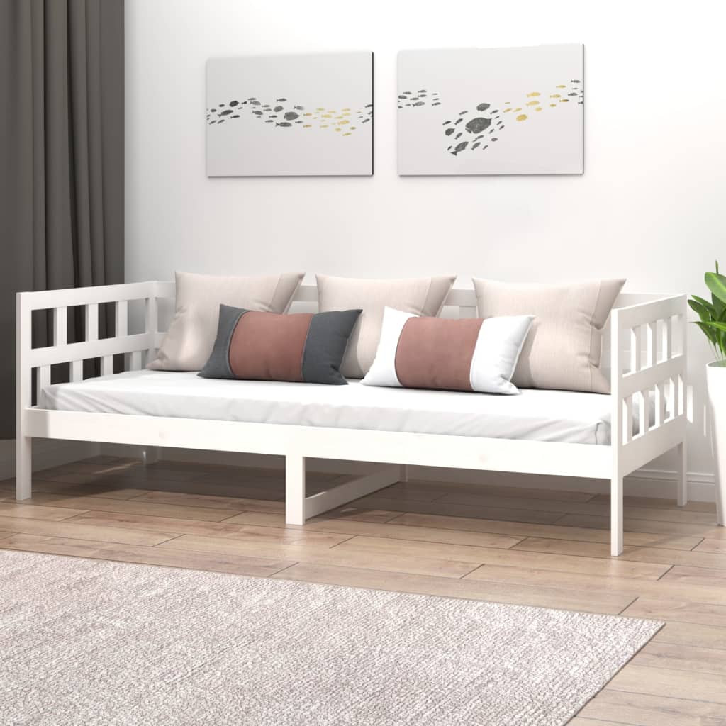 Day Bed White Solid Wood Pine 90x190 cm