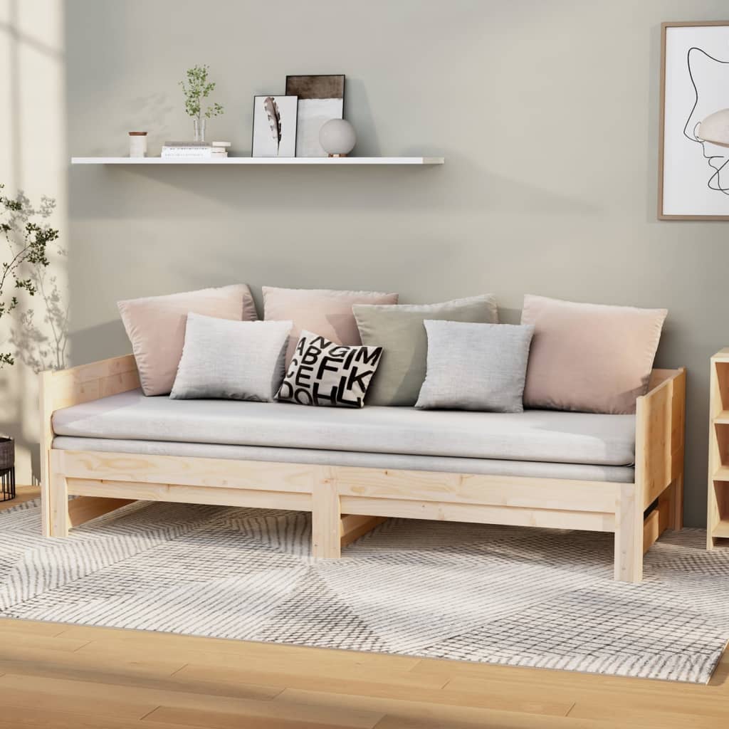 Pull-out Day Bed Solid Wood Pine 2x(90x190) cm