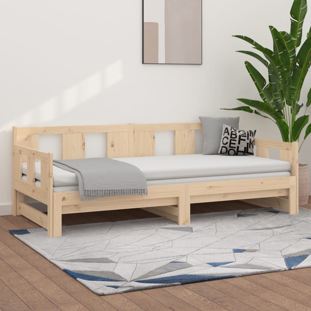 Pull-out Day Bed Solid Wood Pine 2x(90x190) cm