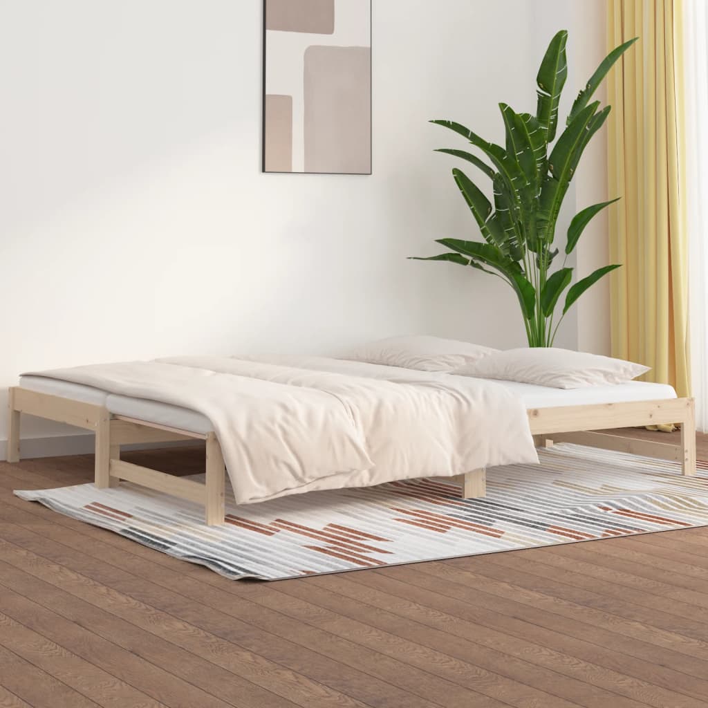 Pull-out Day Bed 2x(90x190) cm Solid Wood Pine