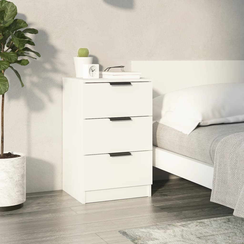Bedside Table - MIDLAND Nightstand White 40cm