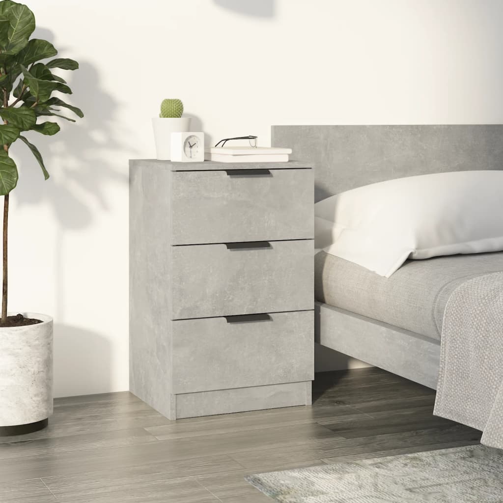 Bedside Table - MIDLAND Nightstand Concrete Grey 40cm