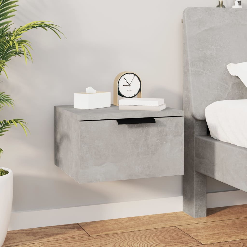 Bedside Table - RADFORD Nightstand Concrete Grey 34cm