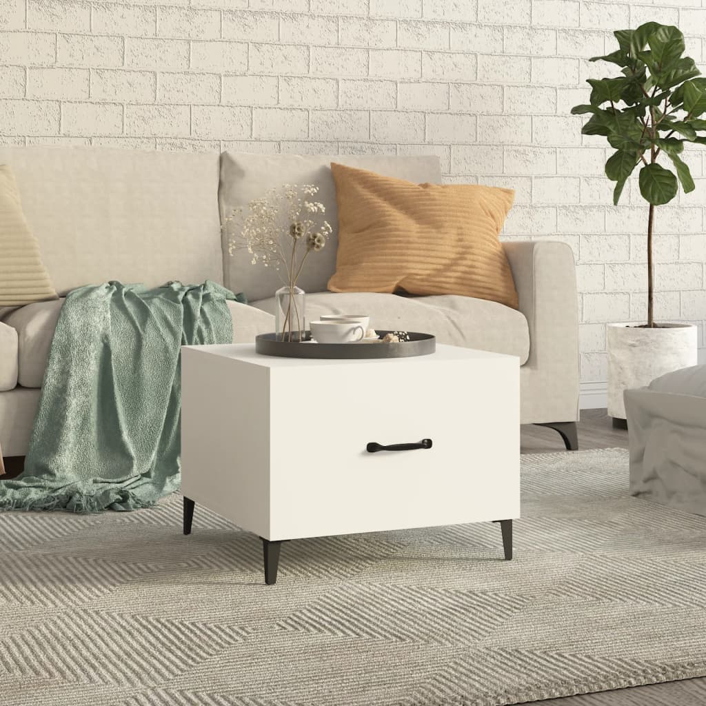Coffee Table with Metal Legs White 50x50x40 cm